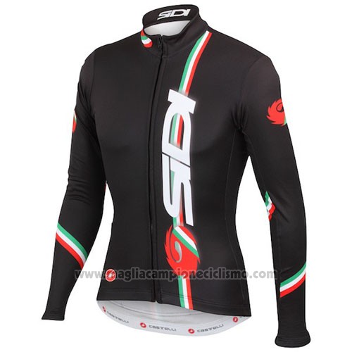2014 Abbigliamento Ciclismo Castelli SIDI Nero e Rosso Manica Lunga e Salopette